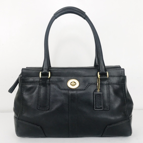 Coach Handbags - Coach Hamptons Black Leather Satchel Handbag